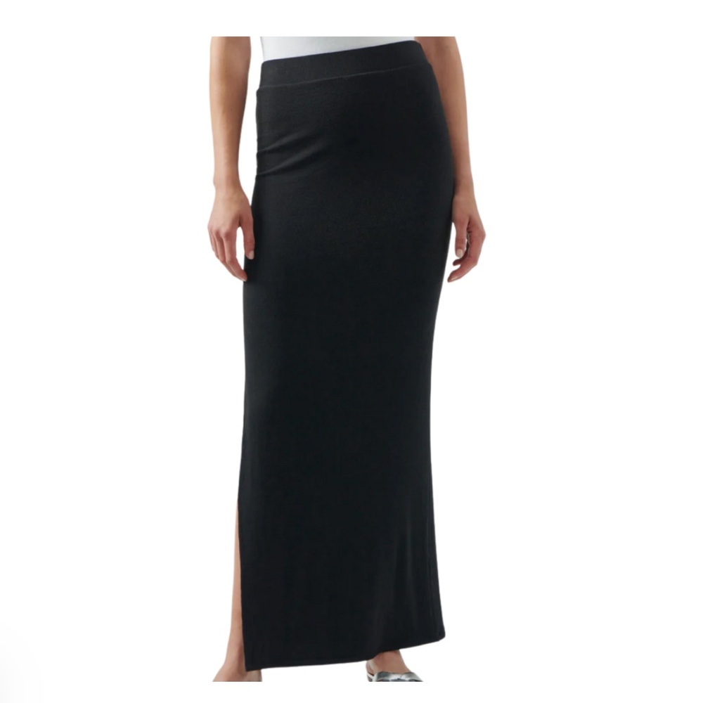 ATM MODAL RIB SIDE SLIT MAXI SKIRT